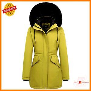 Long Down Parka Fleece Lined Puffer Jacket Detachable Hood Winter Warm Coat